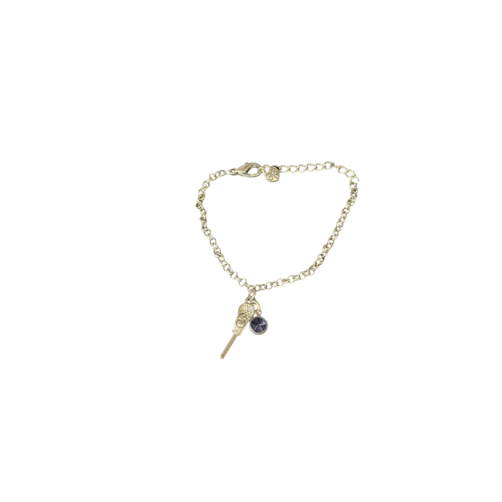 Women's Unbranded Silver Tone Lacrosse Stick Charm Bracelet One Size